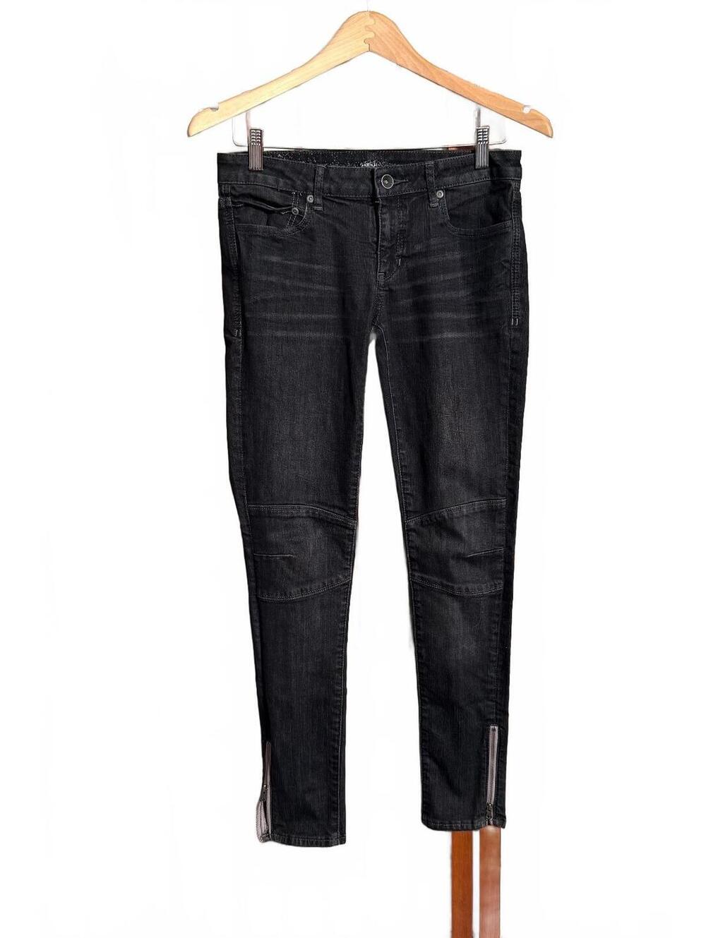Converse One Star Black Moto Skinny Jeans 31 Ankle Zip Y2K
